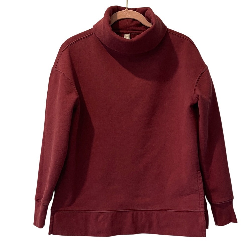 Athleta Burgundy Fleece High Neck Turtleneck Sweatshirt XXS‎